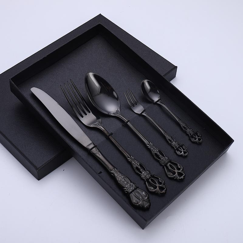 Luxury Spoon and Fork Set Stainless Steel Gold Cutlery Set Food Grade Upscale Royal Tableware European Steak Knife Kitchen Items