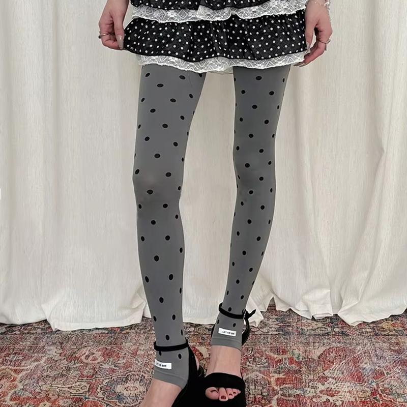 Vintage Dot Velvet Tights Women Basic Fashion Nylon Footless Pantyhose 2026 Spring Streetwear Stocking For Y2K Style