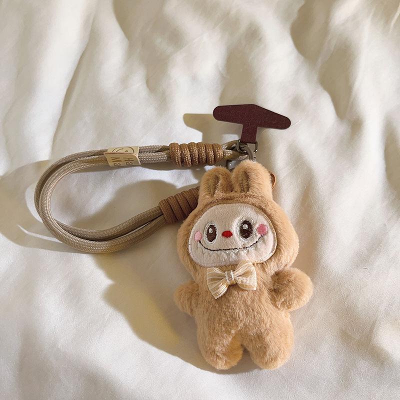 

Plush Doll Green Mobile Phone Case Pendant Women s Backpack Keychain Lanyard Wrist Strap brown Labu doll