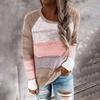 Mode Frauen Casual Patchwork Lange Ärmel Pullover Bluse Tops