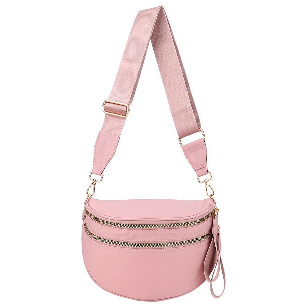 

Nylon Fanny Packs with Adjustable and Removable Strap Women Solid Color Shoulder Bag Retro Crossbody Bags Vintage Chest Pack розовый