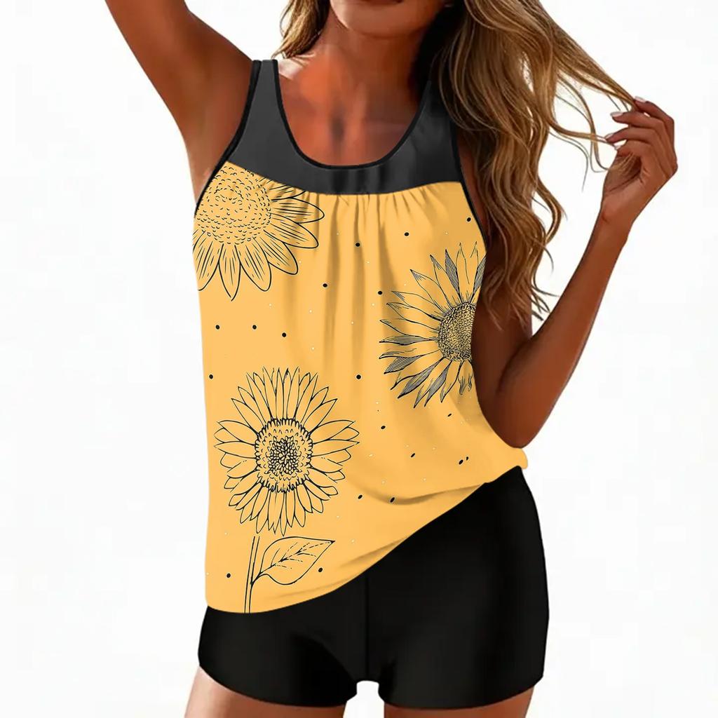 Women's Bohemian Print Split Swimsuit Sport Swimsuit