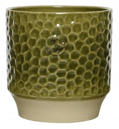 Ceramic flower pot, green, 13 x 13 cm