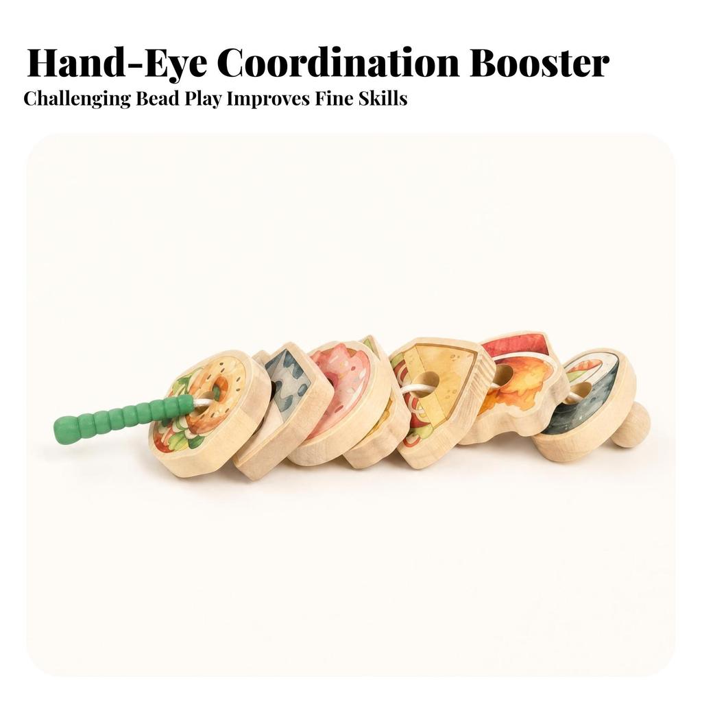 Fruit and Vegetable Lacing Beads Handson Food Threading Toy Green String