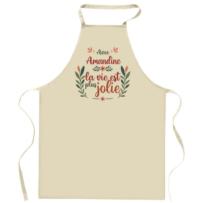 Tablier de cuisine - Amandine la vie est plus jolie - Impression bretonne - Coton résistant - Liens ajustables