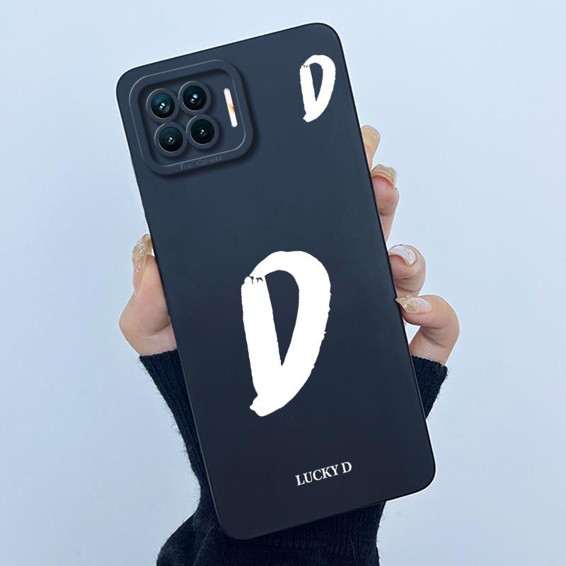 For OPPO F17 Oppo F17 Pro Case Oppo A73 A93 Reno 4F Back Cover TPU Silicon Lucky Initial Letter Couples Phone Bumper Soft Case