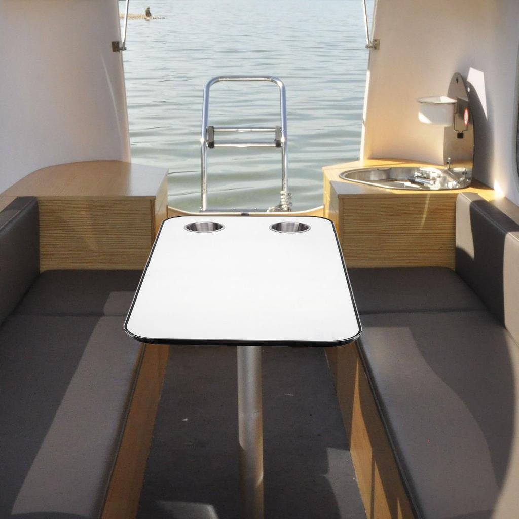 RV Table Top RV Table Top  Wood with 2 Stainless Steel Cup Holders for Trailer Motorhome Yacht Boat Deck 800 X 400mm