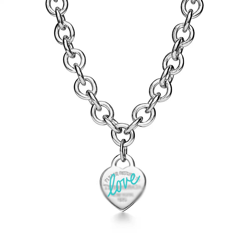 Collana Pendente Cuore e Chiave Famiglia T Classica con Catena Spessa e Intarsi in Diamante per Coppie