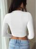 European & American Women's Autumn 2025 Sexy Round Neck Crop Top with Long Sleeves