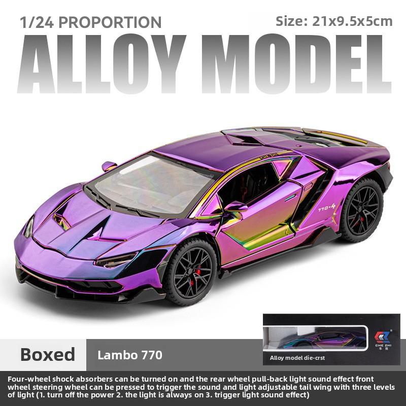 Electroplated 1/24 Lamborghini 770 Supercar Alloy Model Ornaments Toys Diecast Miniature Voiture Children Boy Gift Birthday