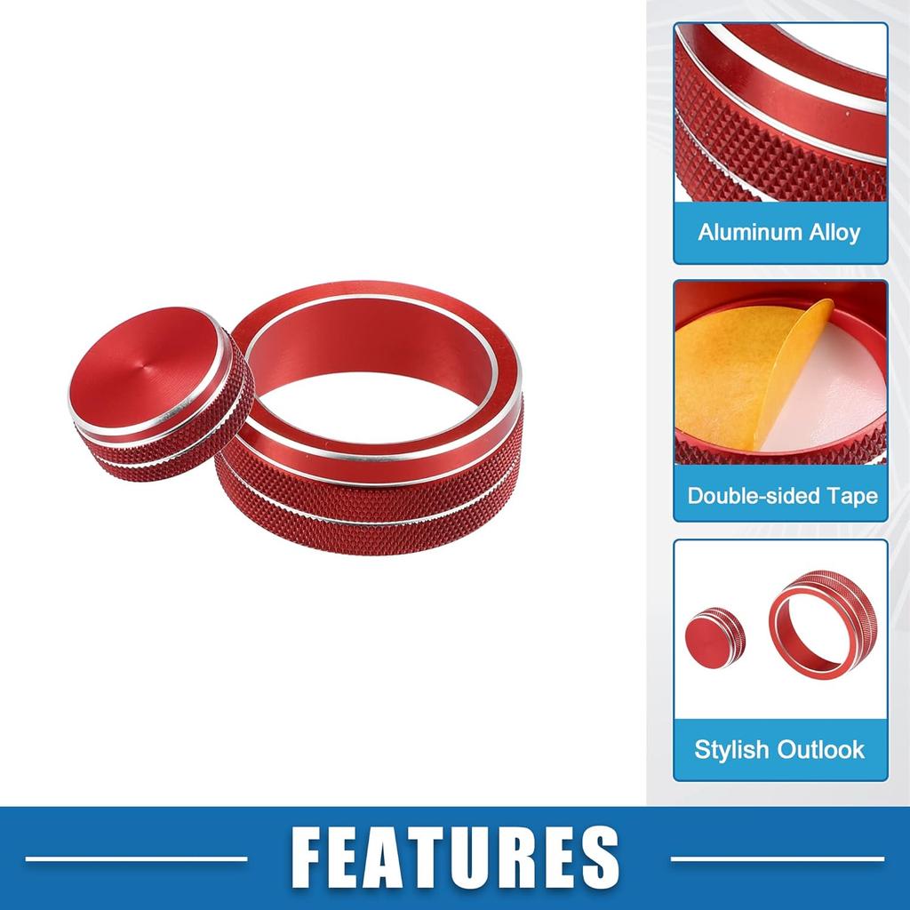 Car Center Console Multimedia Control Button Cover for Infiniti Q50 QX50 Q60 Red (Set of 2)