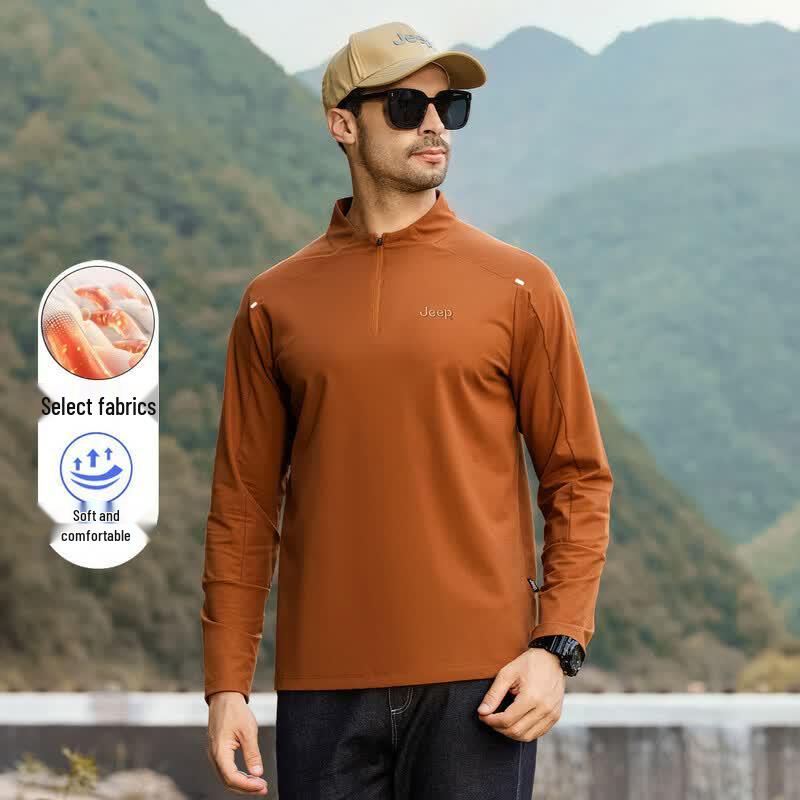 

JEEP Men s Stand Collar Half-Zip Long Sleeve T-Shirt EU 43