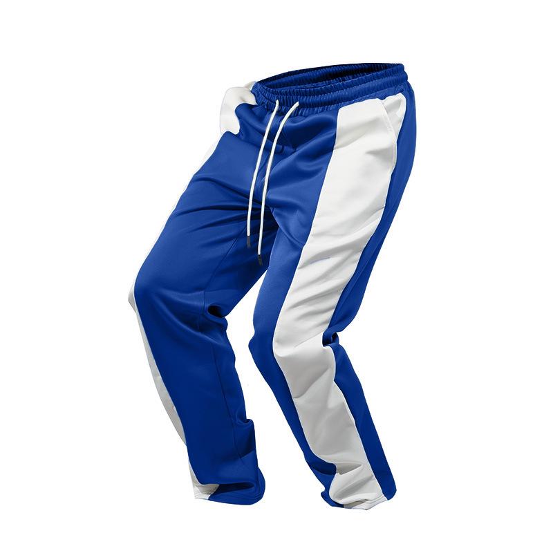 Men's Casual Quick-Dry Jogging Pants - Color Block, Loose Fit, Breathable Fabric with Drawstring Waist
