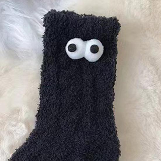 2 pary śmiesznych puszystych skarpetek z dużymi oczami dla kobiet, ciepłe skarpety do spania, zimowe przytulne grube skarpety do noszenia w domu i spania