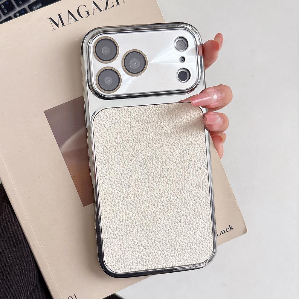 

Solid Color Large Window Phone Case For iPhone 17 16 15 14 13 Pro Max Electroplated Soft Shockproof Silicone Cover iPhone17