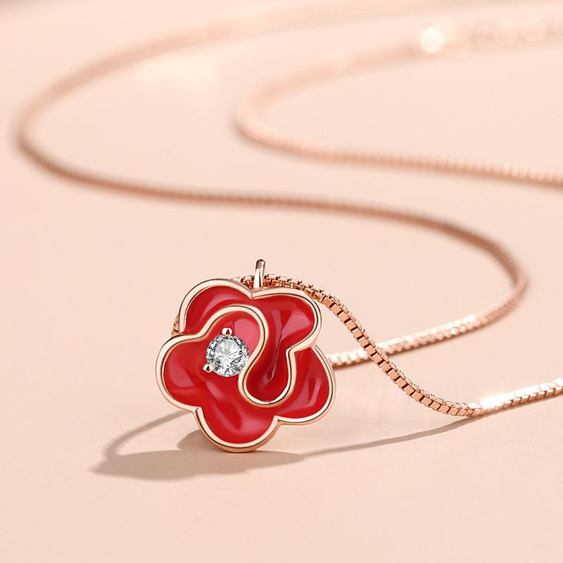 

Танциз S925 стерлингового серебра Роскошное индивидуальное ожерелье с подвеской женское классическое ожерелье прилива красный