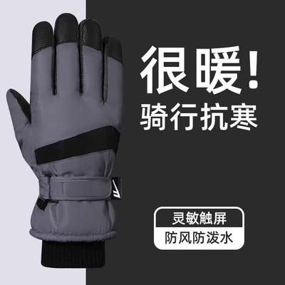 Non-slip Riding Gloves Men's Winter Outdoor Skiing Warm Piled Thickened Electric Motorcycle Gloves Women