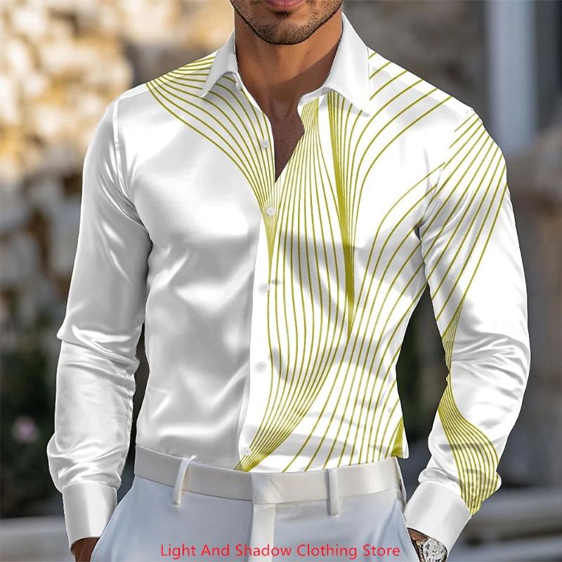 Spring and Autumn Men's Blue and White Porcelain Printed Men's Shirt