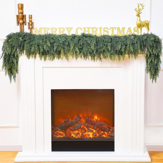 180/270CM Artificial Pine Needle Garland UV Resistant Christmas Norfolk Pine Rattan Fake Greenery Vine Mantle Porch Indoor Outdoor Decoration