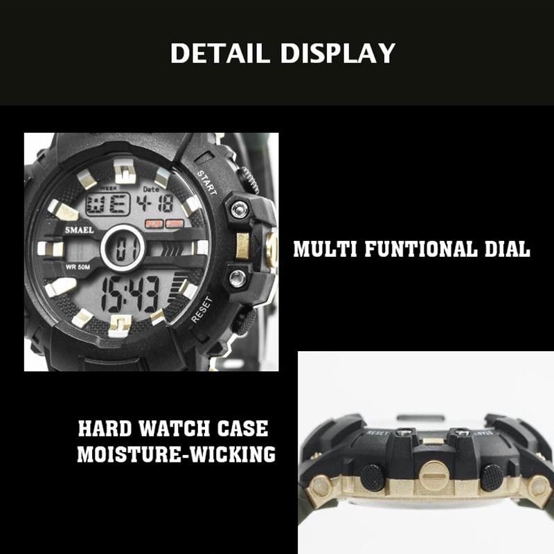 SMAEL LED Digitaluhren Luxusuhr Herren Militäruhren Alarmuhren Sport Wasserdicht