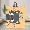 Cute Chococats Warm Soft Blanket Black Cat Students Plush Throw Blanket Street Trend Bedroom Flannel Bedspread Sofa Bed Cover