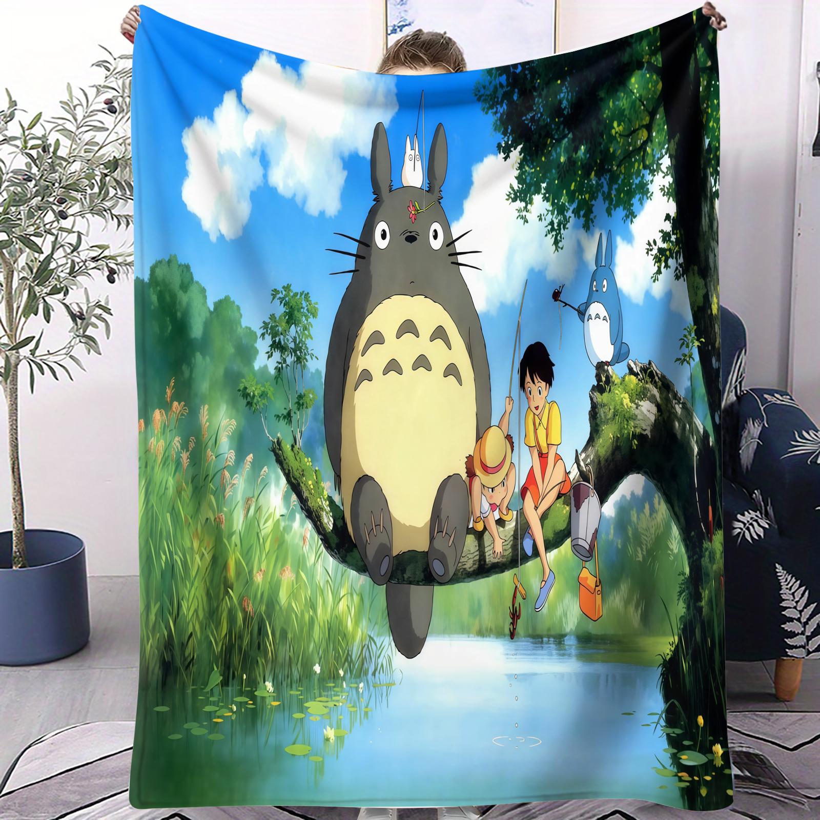 

Hot My Neighbor Totoro Small Cover Blanket All Season Soft Comfortable For Bed Bedroom Dorm Sofa Lunch Camping Anime Fan Gift 70x100cm