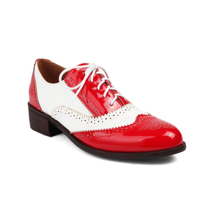 

Большие размеры весна осень новые британские туфли-броги для мужчин и женщин разноцветные круглые носки на среднем каблуке повседневные туфли-оксфорды челси туфли-лодочки 6