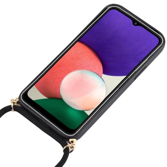 Coque de téléphone - Samsung - A22 5G - Souple - Anti-choc - Cordon de serrage noir