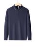Men's Cashmere Wool & Silk Long Sleeve Polo - Spring/Autumn 2025 Edition, Versatile Dad's Turn-Down Collar Shirt