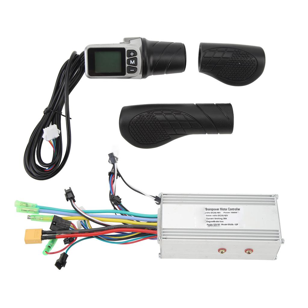36V 48V 1000W 38A Sine Wave 3 Mode Brushless Controller 124DX Half Twist Throttle Grip with Panel for Electric Bike