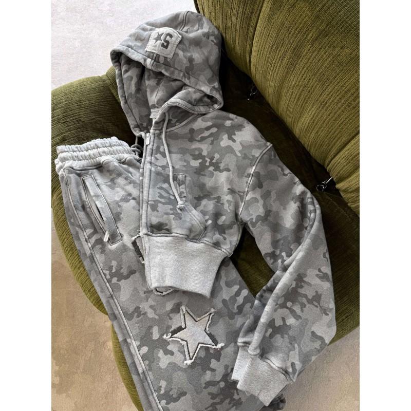 Set Felpa con Cappuccio Oversize Gotica Stampata Streetwear per Adolescenti Felpa Invernale