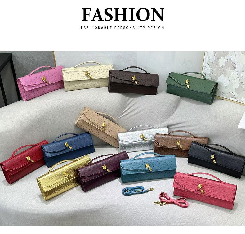 2025 Handgefertigte Straußenmuster Abend-Baguette Schulter- & Umhängetasche