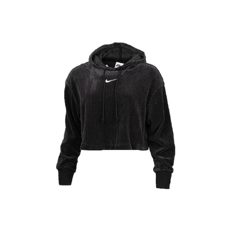 (WMNS) Nike Sportswear Velour Cropped Pullover Hoodie  Black  Women s DQ5928-010 XL