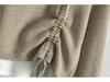 Women's Trendy Two-Piece Set: Drawstring Fake Two-Piece Sweater & Wide-Leg Pants - Long-Sleeved Knitwear for Spring & Autumn
