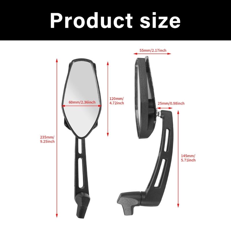 Plastic & Tempered Glass Set Universal Motorcycle Rearviews Mirror for Enhanced Backing Safety Wide Angle Visibility