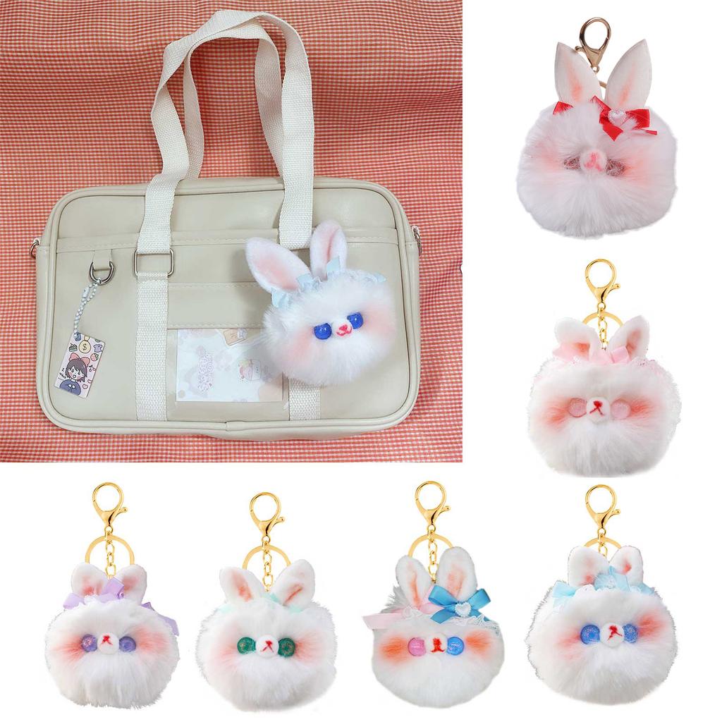 Cute Rabbit Charm Keychains Couple Keyholder Cartoon Mini Plush Animal Keyring