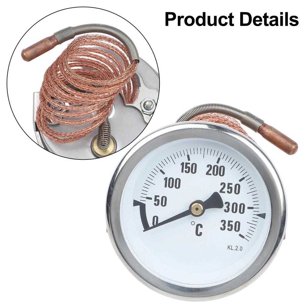 Thermometer with Capillary Tube for Oven Refrigerator Heater Boiler Toaster Oven with Metal Body and 2cm Probe for Stability