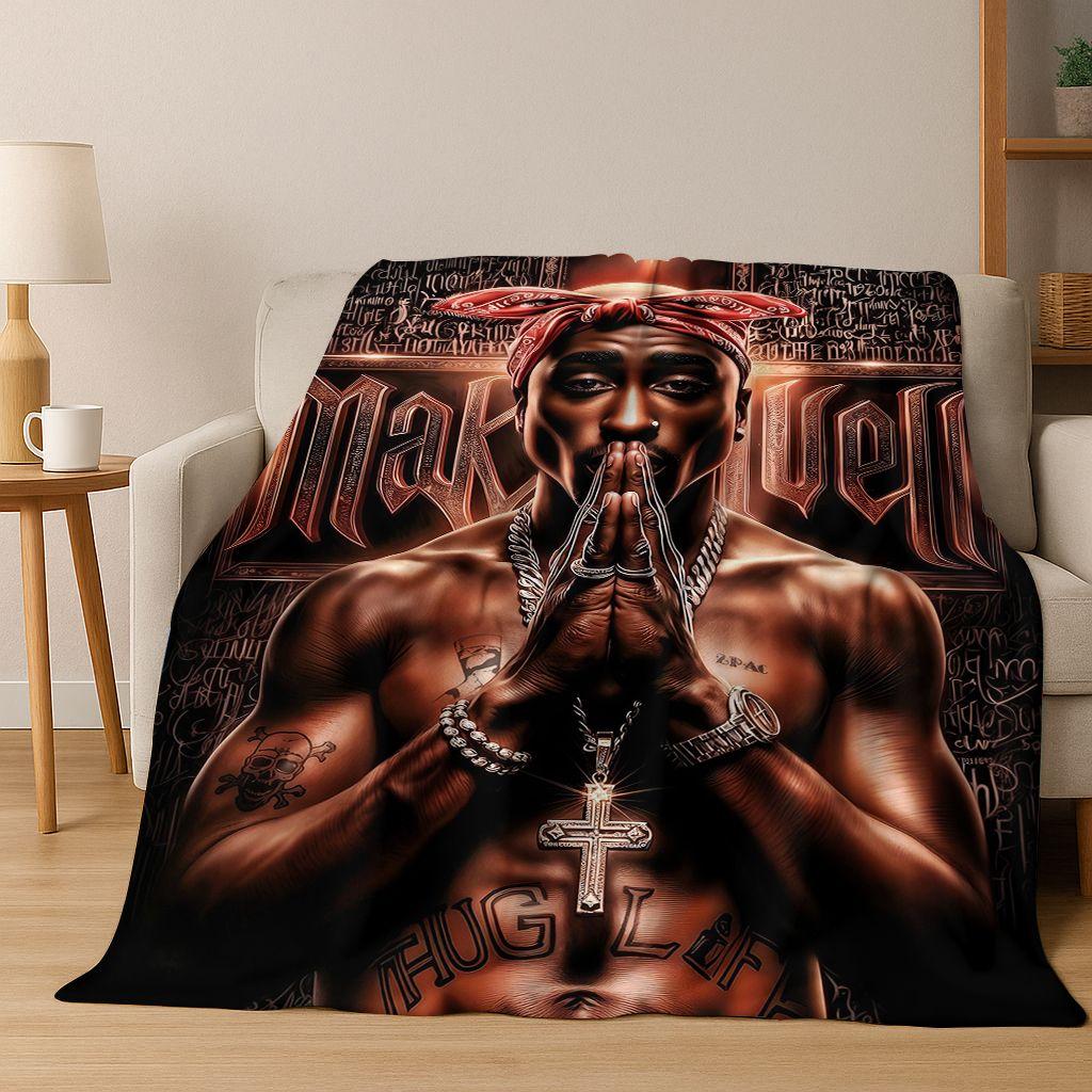 2026 New Legend Rappers Star Art Cartoon Hip Hop Flannel Blanket,Cozy Soft Throw Blanket for Home Bedroom Bed Sofa Cover Gift