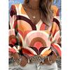 Lady Bohemian Retro Western Style Shirt with V-neck and Long Sleeves, suitable for casual outfits and vacations, relaxed and loose shirt