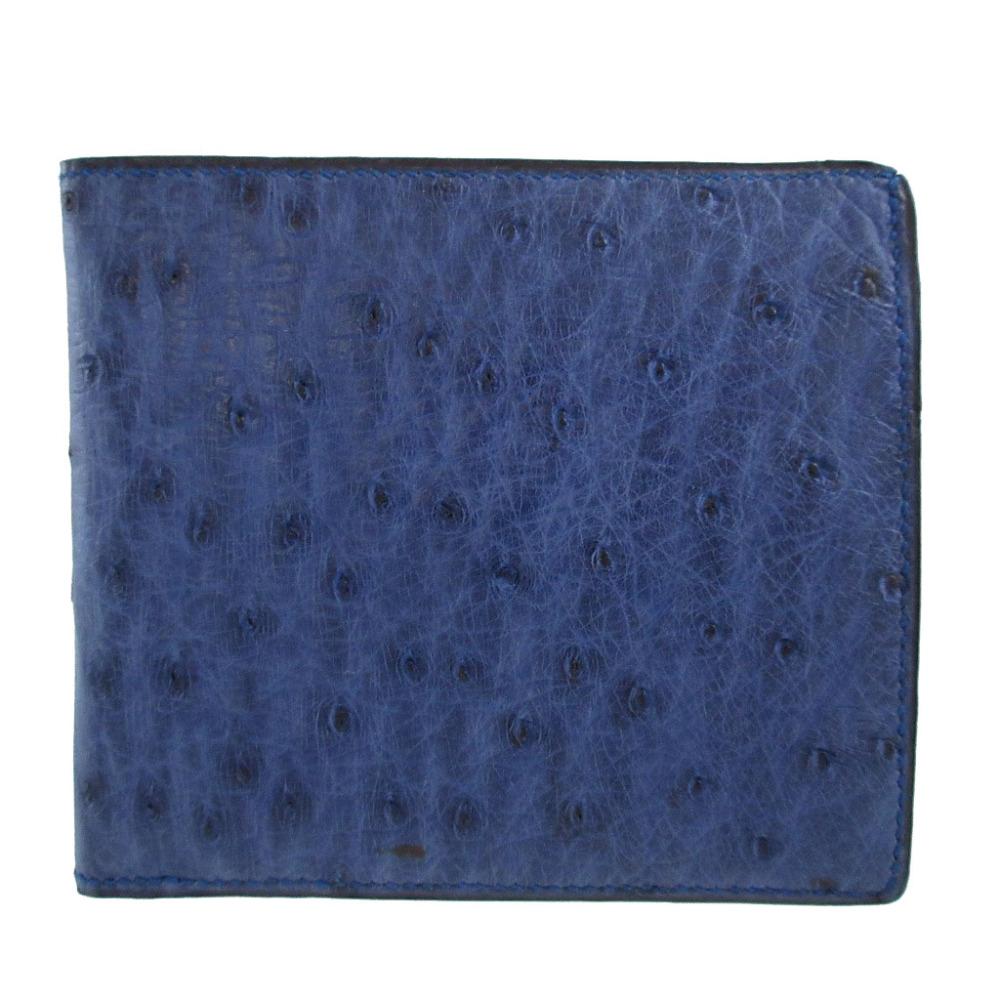 Used AUTHENTIC MORABITOBifold Wallet blue Ostrich