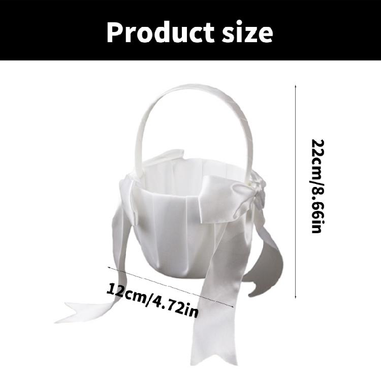 Romance Wedding Ceremony Flower Basket Flower Girl Basket with Satined Wrapped Easy Hold Handle Flower Holder for Bride