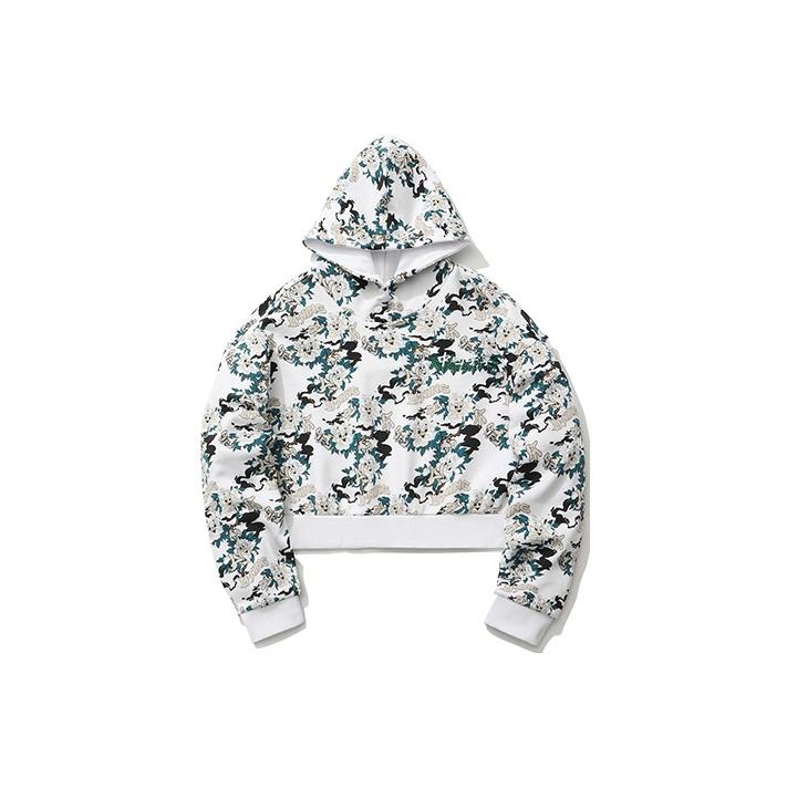 Li Ning X OG Slick Kollaboration Lässiger Lockerer Bedruckter Pullover Langarm Sweatshirt Damen Sweatshirt Weiß AWDR238-1