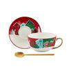 Christmas Ceramic Teapot Cup Teaware Set with Gift Box Gold Plated Handle Coffee Cup Saucer Spoon  Afternoon Tea Mug Xmas Gifts