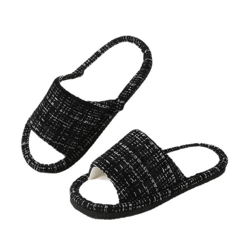 Leinenslipper Damen Sommer Indoor Zuhause Schweißabsorbierend Zuhause Rutschfest Vier Jahreszeiten Zuhause Boden Baumwolle und Leinen Slipper Stoff Herren