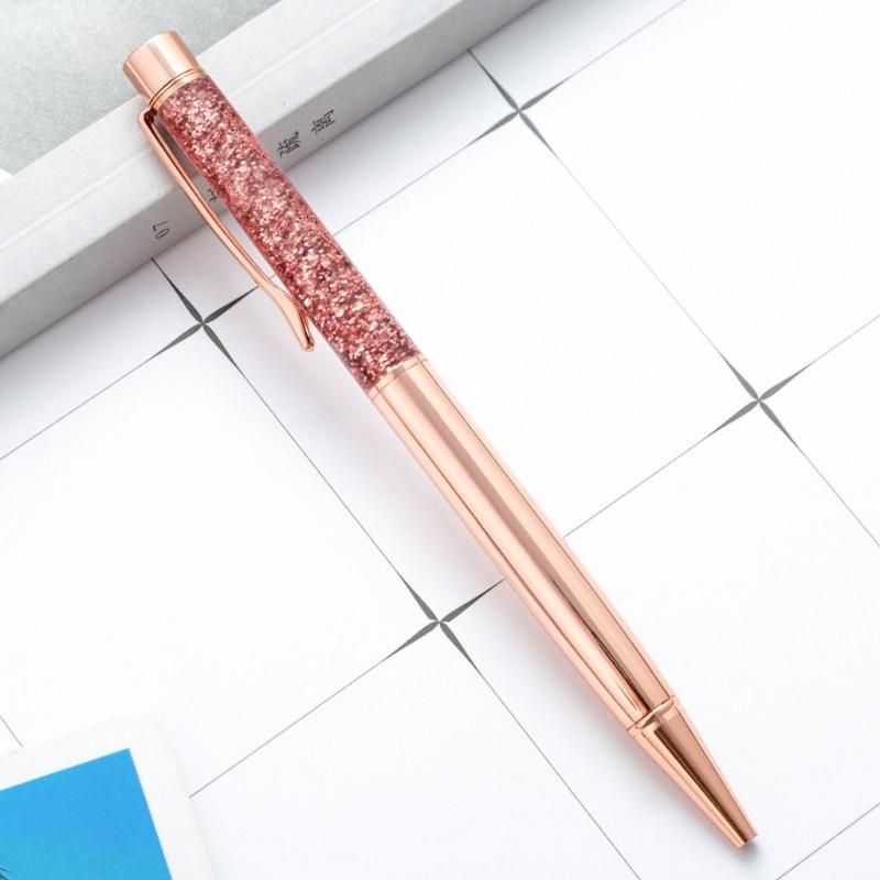 5Pcs Sequins Drift Sand Ballpoint Pens Refillable Metal Ballpoint Pens 1.0MM Tip for Daily Writing and Note Taking