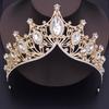 Baroque Tiaras Gold Color Red Crown Necklace Earring Sets Wedding Bridal Jewelry Set Prom Costume Accessories