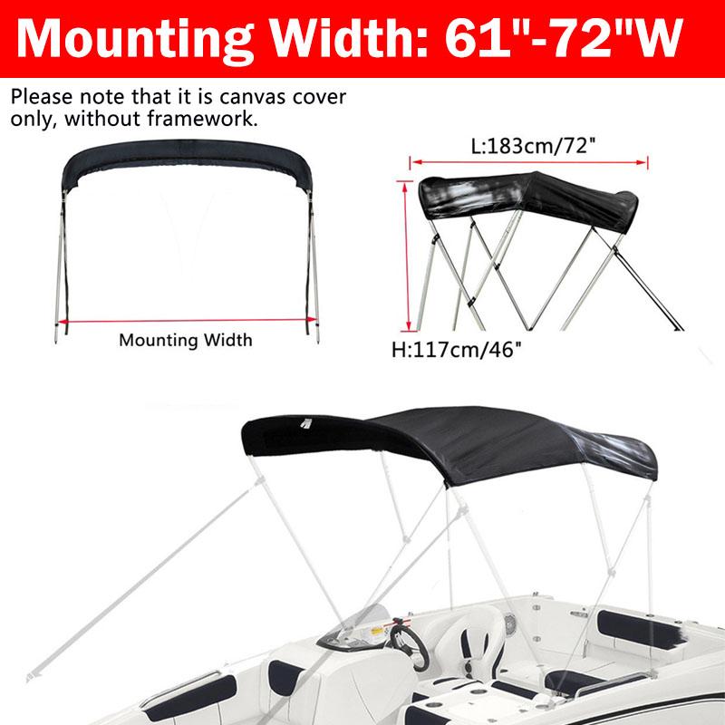 Waterproof 600D 3 Bow Bimini Top Boot Cover No Frame Yacht Boat Cover With Zipper Anti UV Dustproof Cover Marine Accessories