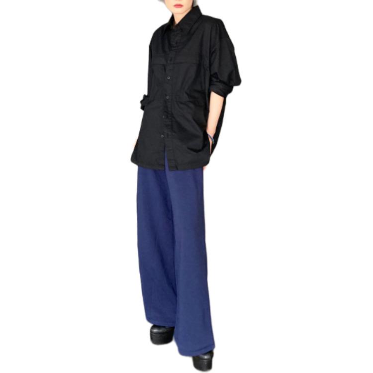 Uniqlo U Series Solid Color Loose Fit Work Long Sleeve Shirt Men shirts Black 480652-09