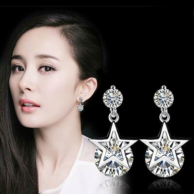 Women Korean Fashion Anti-allergy 925 Silver Plated Simple Ear Stud Dangle Earrings Female Ear Jewelry Gifts