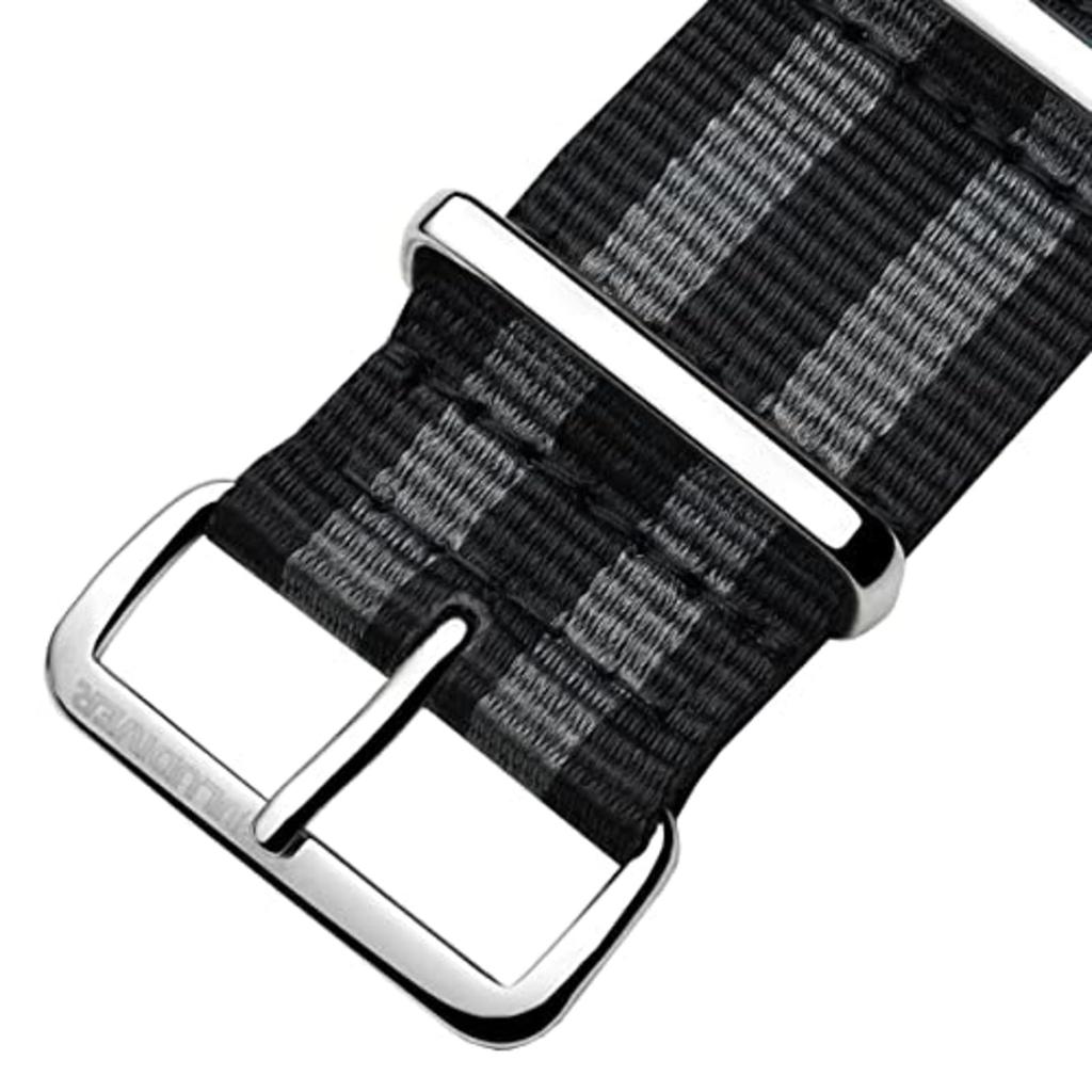 Zulu Diver Classic Bond 1973 British Cadet Nylon Watch Band Black Gray Polished Buckle 21mm [ZULUDIVER] & - -